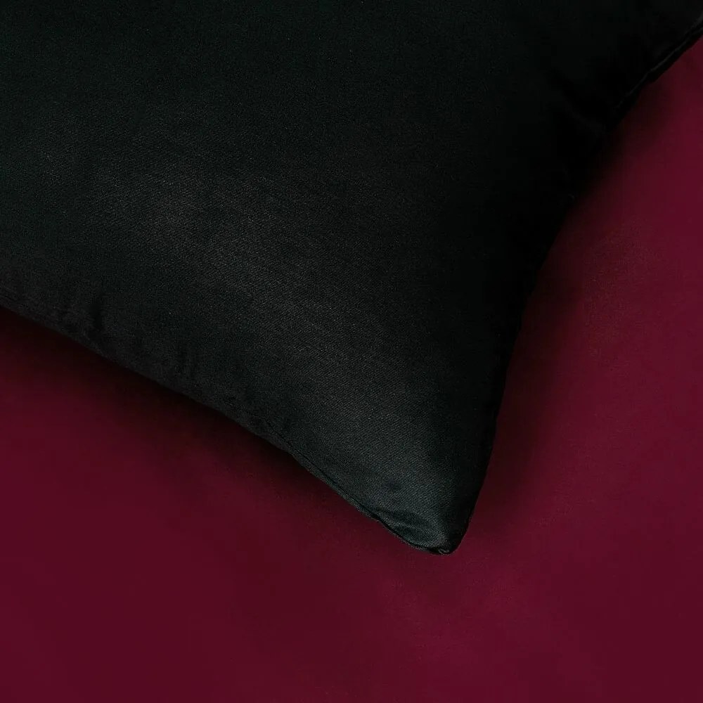 Kvalitex Pościel satynowa winny/czarny, 140 × 200 cm, 70 × 90 cm, 140 x 200 cm, 70 x 90 cm