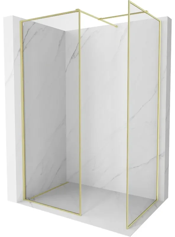 Mexen Kioto-F ścianka prysznicowa Walk-in z ramką 90 x 80 cm, transparent 8 mm, złota szczotkowana - 800-090-202-04-55-080