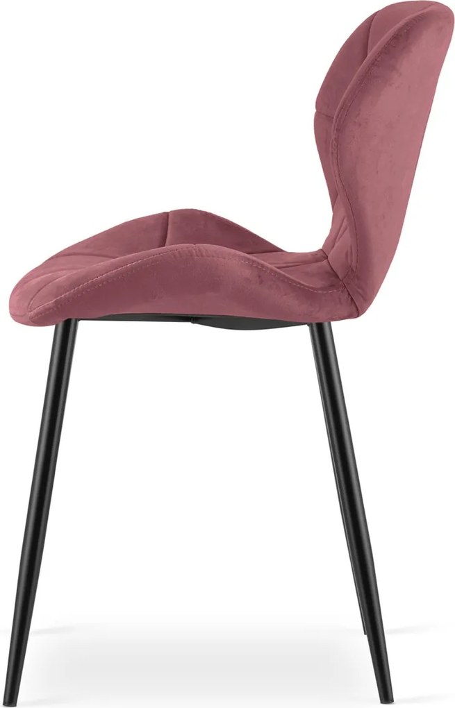 Krzesło do jadalni MANGO VELVET z czarnymi nogami, ciemnoróżowe