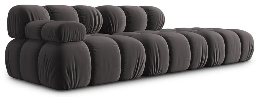 Ciemnoszara aksamitna sofa 282 cm Bellis – Micadoni Home