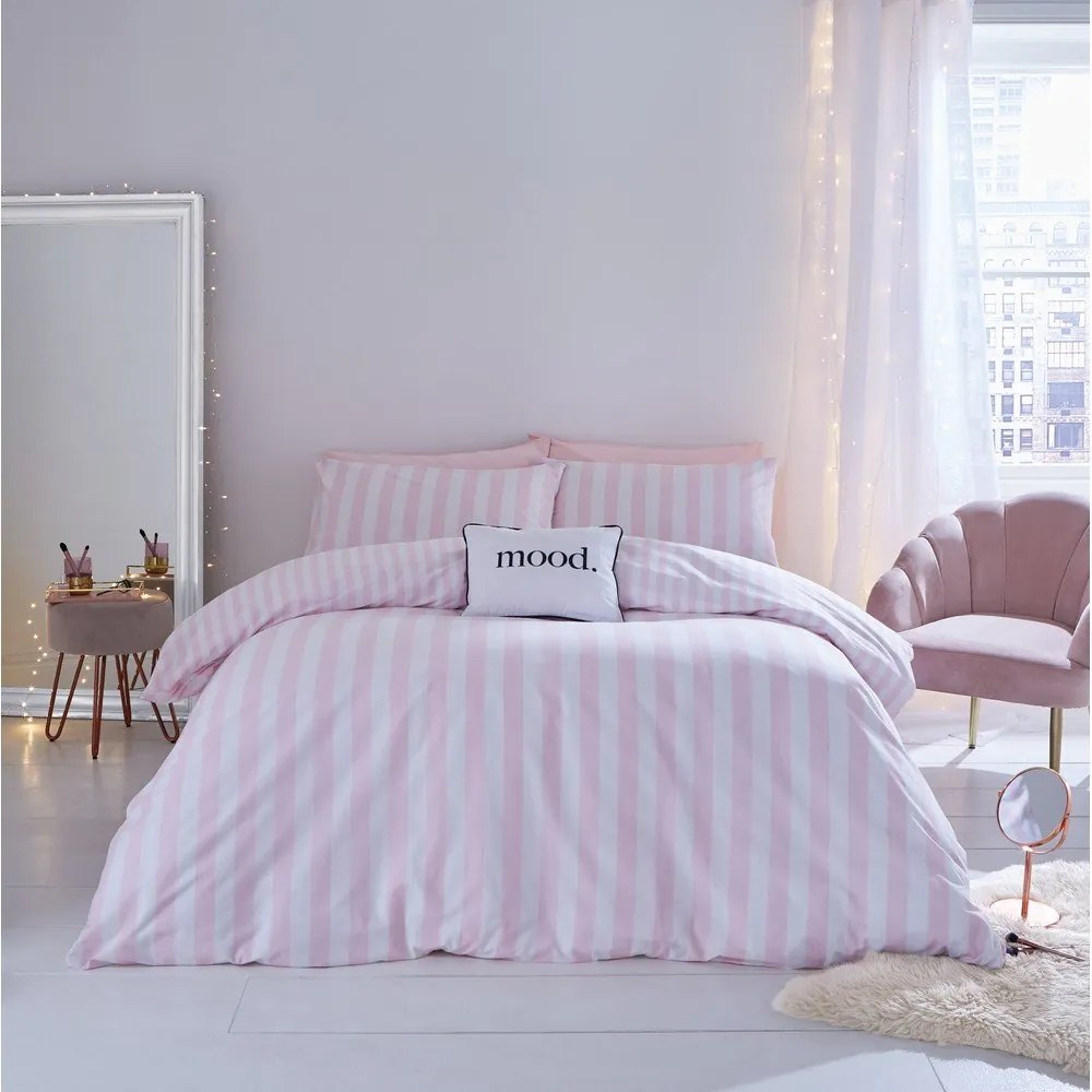 Biało-różowa pościel dwuosobowa 200x200 cm Stripe Tease – Sassy B