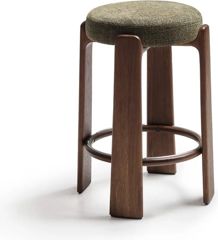 Hoker w kolorze zielono-ciemnonaturalnym z litego drewna jesionowego (wysokość siedziska 75 cm) Granite – Kave Home