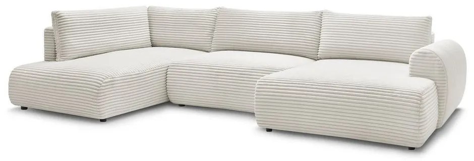 Kremowy sztruksowy rozkładany/ze schowkiem narożnik (lewostronny/w kształcie litery U) Lucien – Bobochic Paris