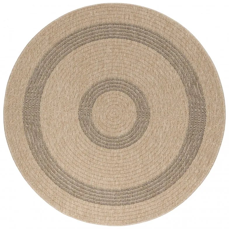 Dywan zewnętrzny okrągły Comilla beżowo-antracytowy 160 cm x 160 cm