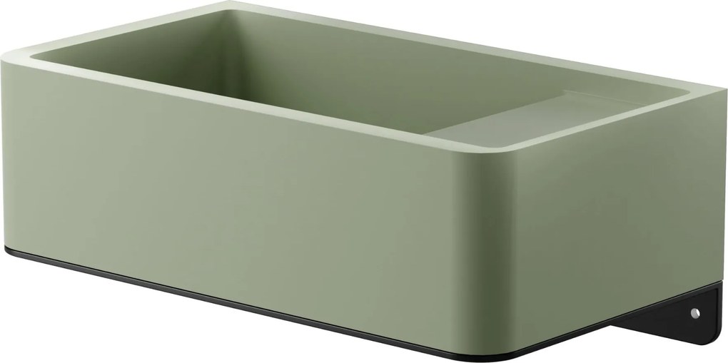 Umywalka z kamienia syntetycznego nablatowa / wisząca prostokątna zielona 43 cm x 25 cm EVELIA Green : Otwory na baterię - Nie, Typ montażu - nablatowa
