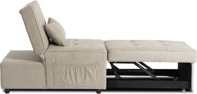 Fotel Wypoczynkowy Rozkładany IBERIS 67 cm Beżowy Tapicerowany Nowoczesny