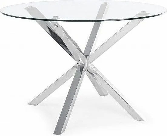 Okrągły szklany stół ze stalową nogą o średnicy 114 cm - MAY