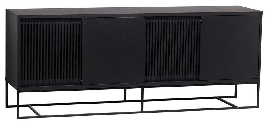 Czarna niska komoda w dekorze dębu 188x75 cm Ende – Woodman