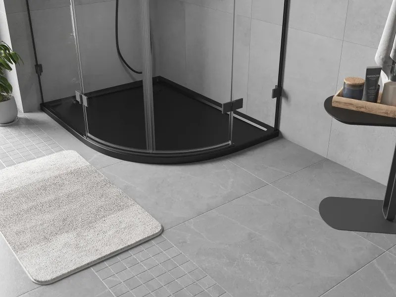 Mexen Flow brodzik półokrągły asymetryczny slim lewy 90 x 80 cm, czarny mat - 46Q708090L