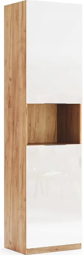 Nowoczesny regał słupek dąb craft + biały połysk Z3-B26