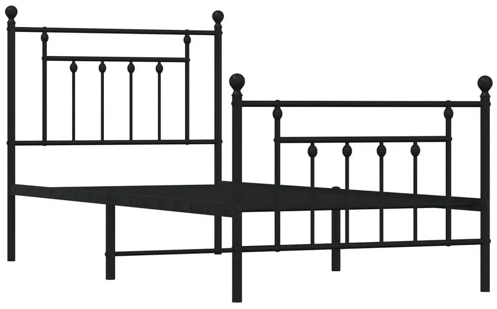 Czarne metalowe łóżko jednoosobowe 100x190cm - Ringo