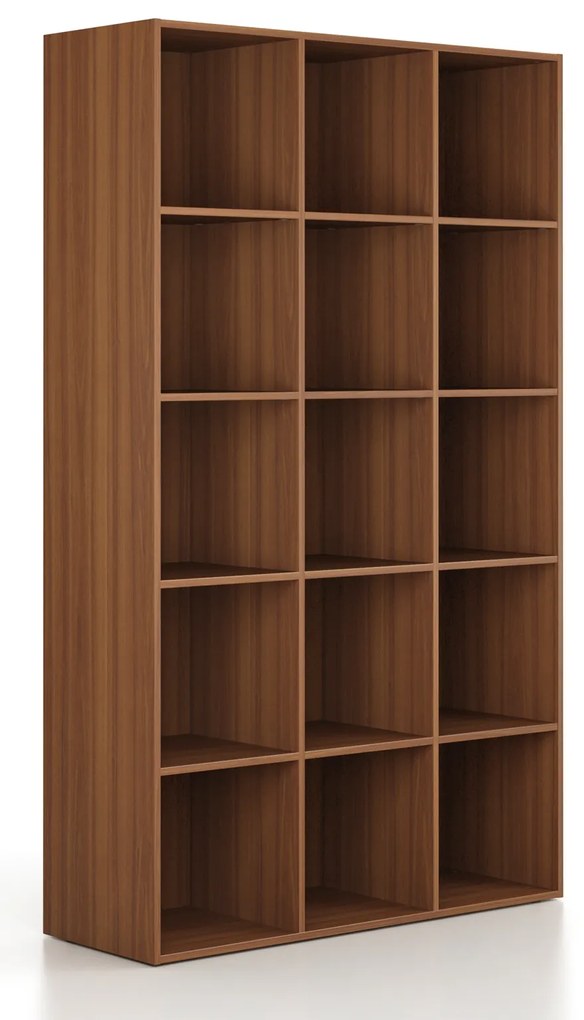 Regał FRAME, wysoki, 3 kolumny, 2162 x 1299 x 450 mm, orzech