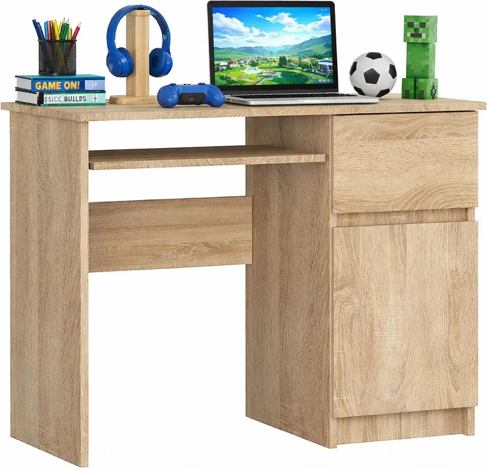 Biurko z szufladami dla dzieci, młodzieżowe dąb sonoma B8-P60