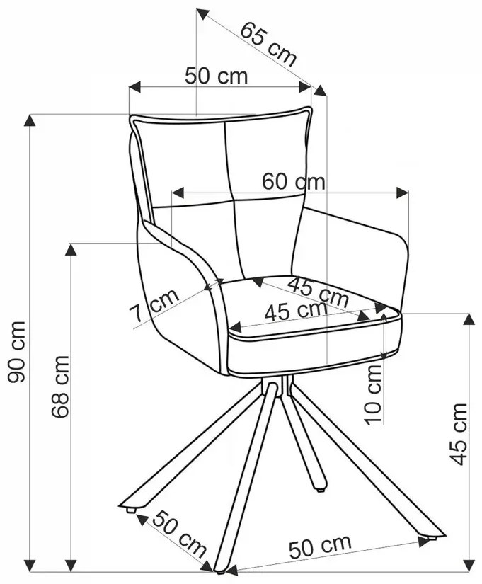 Popielaty fotel obrotowy tapicerowany A1-D70