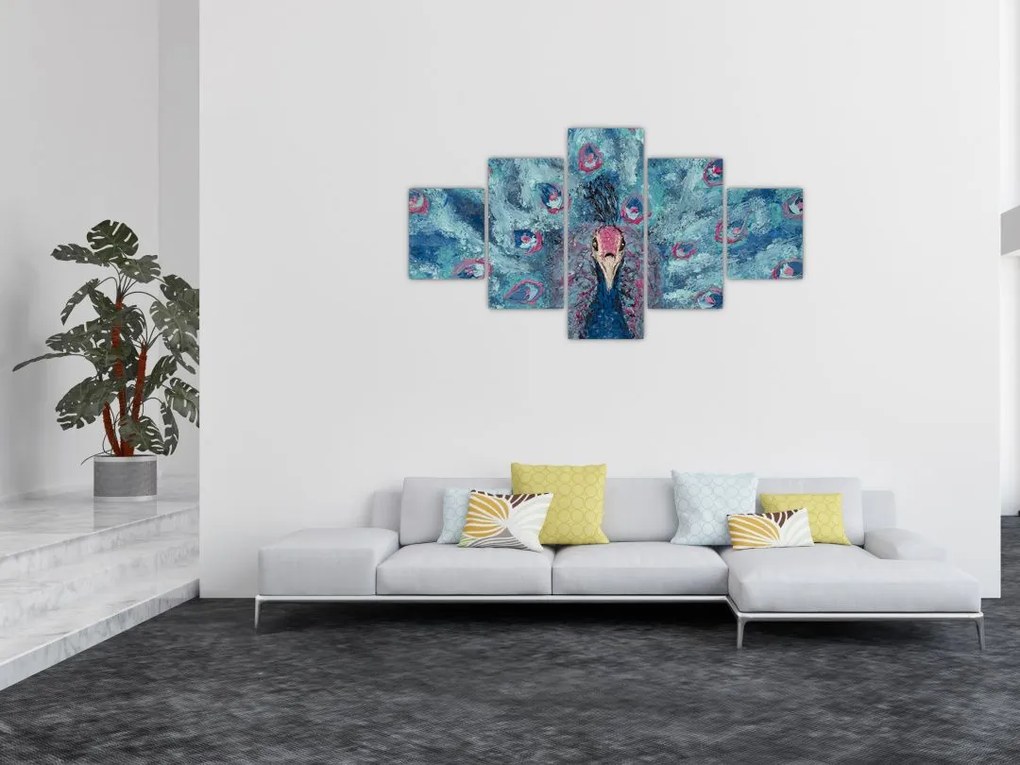Obraz namalowanego pawia (125x70 cm)
