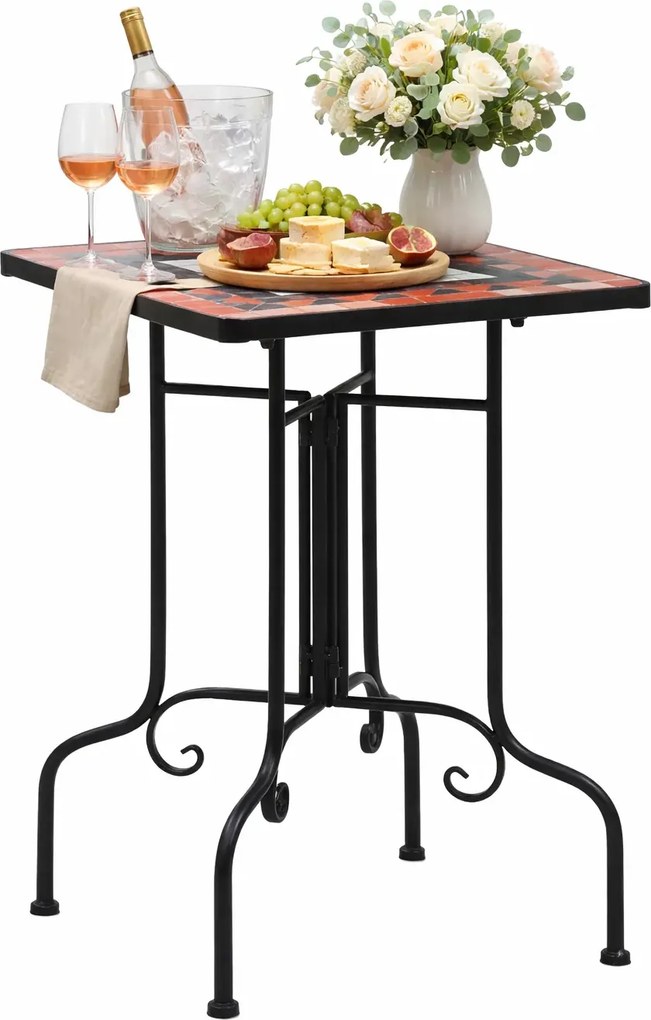 Terakotowo-biały stolik mozaikowy Z0-L66