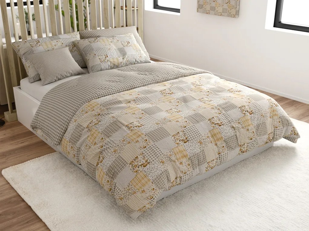 PrzytulneMieszkanie.pl PrzytulneMieszkanie.pl Pościel z bawełny Renforcé PATCHWORK beżowe Rozmiar pościeli: 70 x 90 cm | 140 x 200 cm