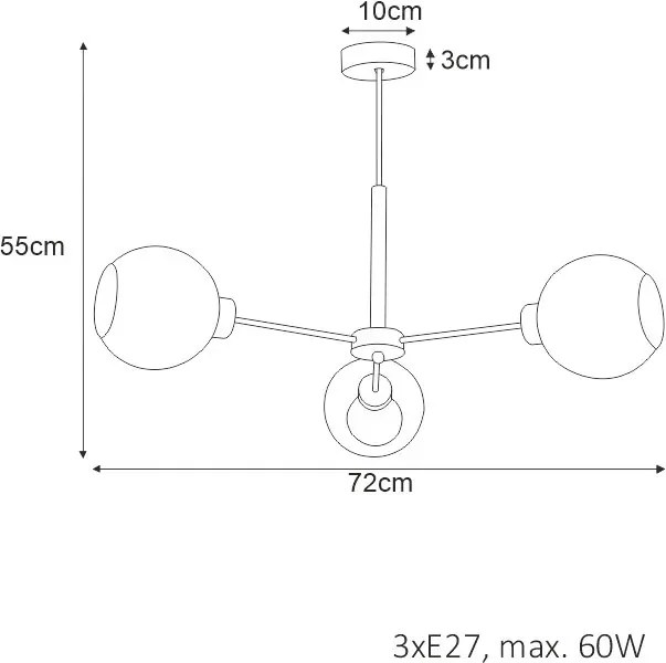 Loftowa lampa sufitowa ze szklanymi kloszami - S836 Losera 4X