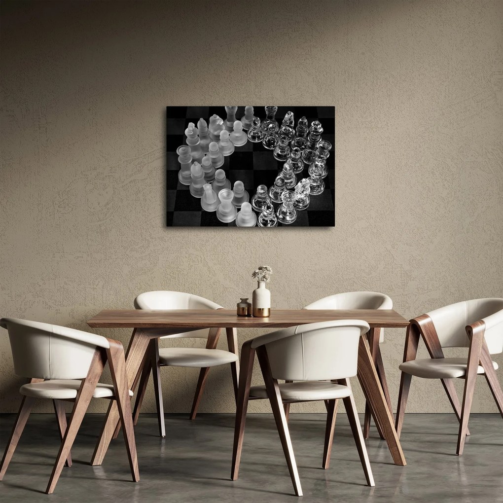 Obraz - czarno - białe szachy (70x50 cm)