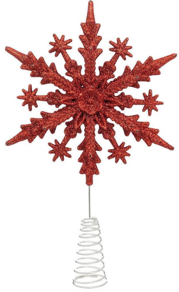 Czubek na choinkę, brokatowy płatek śniegu, 22 cm