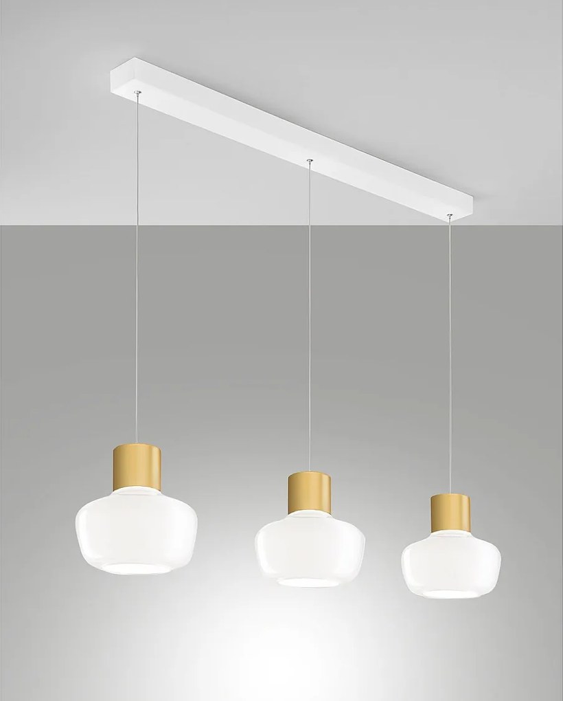 Lampa wisząca LED Kino 36W 3900lm 3000K, ściemnialna, metalowa rama i białe szkło borokrzemianowe - IP20, klasa 1