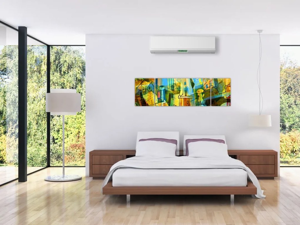 Obraz - Architektura, abstrakcja kubistyczna (170x50 cm)