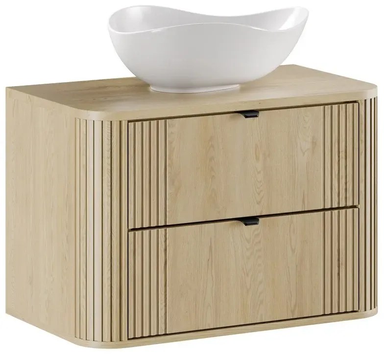 Szafka pod umywalkę OVALIA CREMONA 2S 80cm dąb cremona z umywalką nablatową CLOUD COMAD