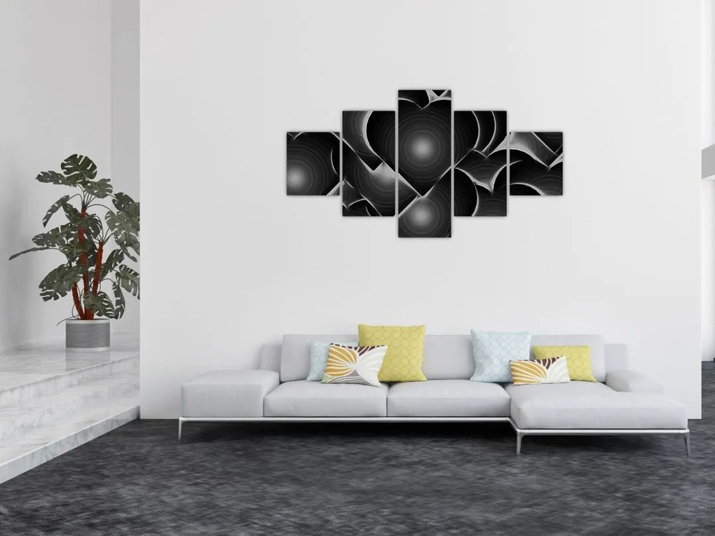 Obraz czarno - białych serc (125x70 cm)