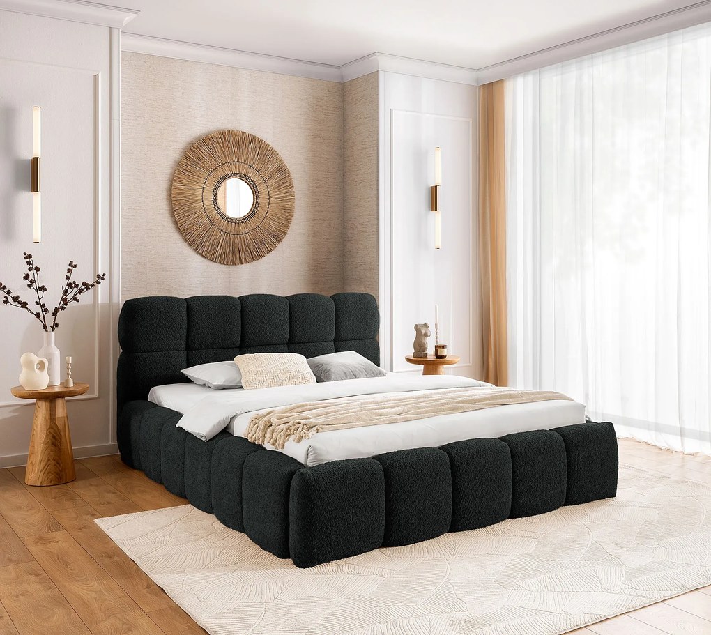 Czarne tapicerowane łóżko chmurka 5 rozmiarów M4-M15