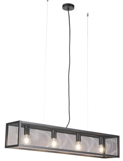 Inteligentna przemysłowa lampa wisząca czarna z 4 żarówkami WiFi A60 - Cage Wire