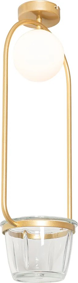 Lampa sufitowa w stylu art deco złota z białym szkłem - Isabella