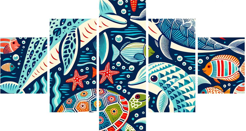 Obraz – Rysowane zwierzęta wodne (125x70 cm)