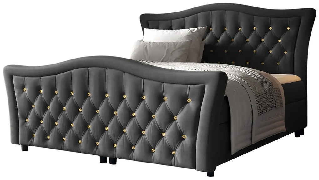 Ciemnoszare łóżko kontynentalne glamour 5 rozmiarów R4-W15