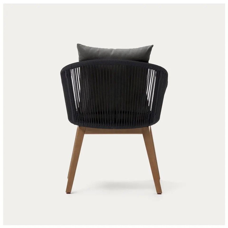 Czarny drewniany fotel ogrodowy Portalo – Kave Home