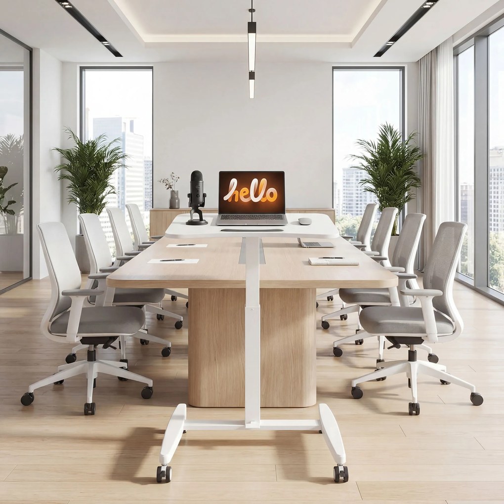 HOMCOM Regulowane Biurko Stojące, Mobilne Biurko z Regulowanym Blatem, Blokada Bezpieczeństwa, Kółka, Białe | Aosom PL