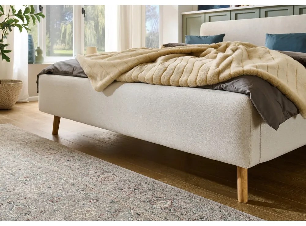 Kremowe tapicerowane łóżko dwuosobowe bez stelaża 140x200 cm Mattis – Meise Möbel