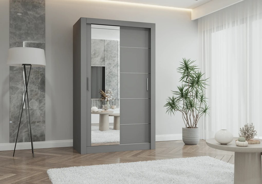 Szafa przesuwna LYON z lustrem 120 cm szary