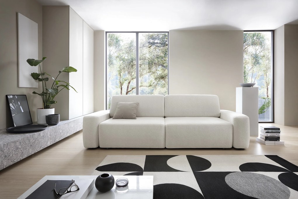 Masseno Sofa VEO z funkcją spania i pojemnikiem na pościel, Rozkładana sofa - Kremowy, RAVEN 22