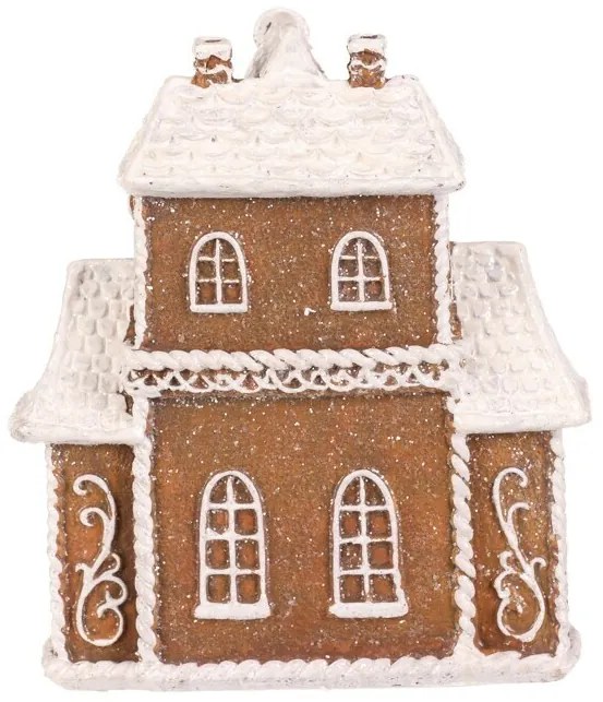 Ozdoby świąteczne Domek z piernika z wieżyczką,żywica poliestrowa, diody LED, brązowy