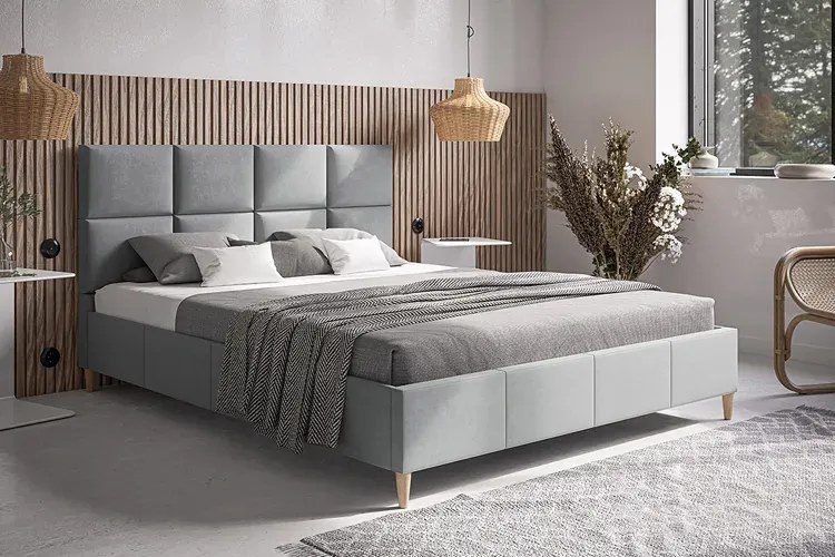 Dwuosobowe łóżko z zagłówkiem 180x200 Moli - 36 kolorów