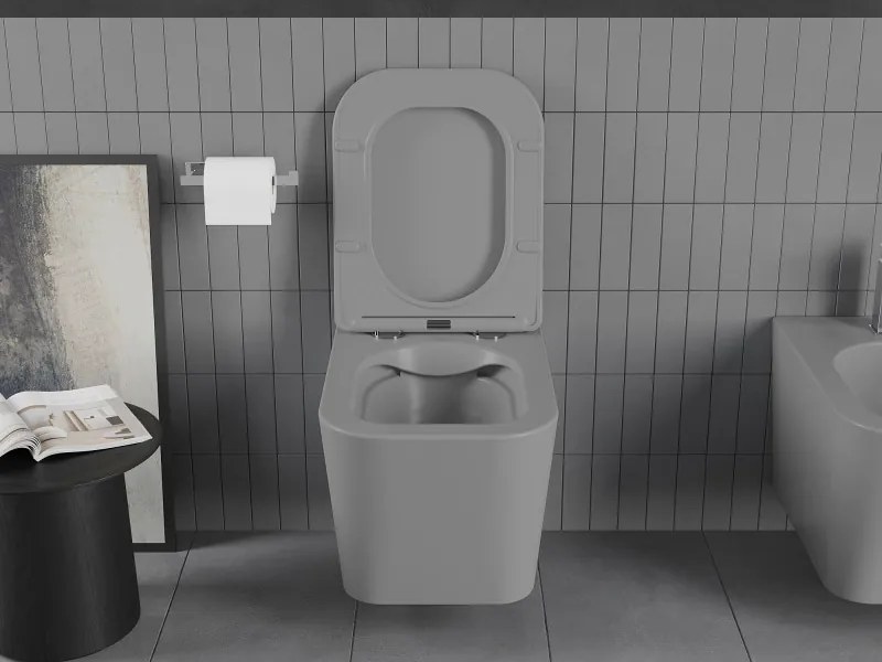 Mexen Teo miska wc Rimless z deską wolnoopadającą slim, duroplast, szara jasna mat - 30854061