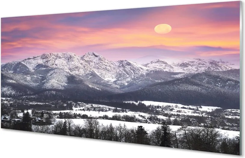 Panel szklany do Kuchni Góry w Zimowej Szacie