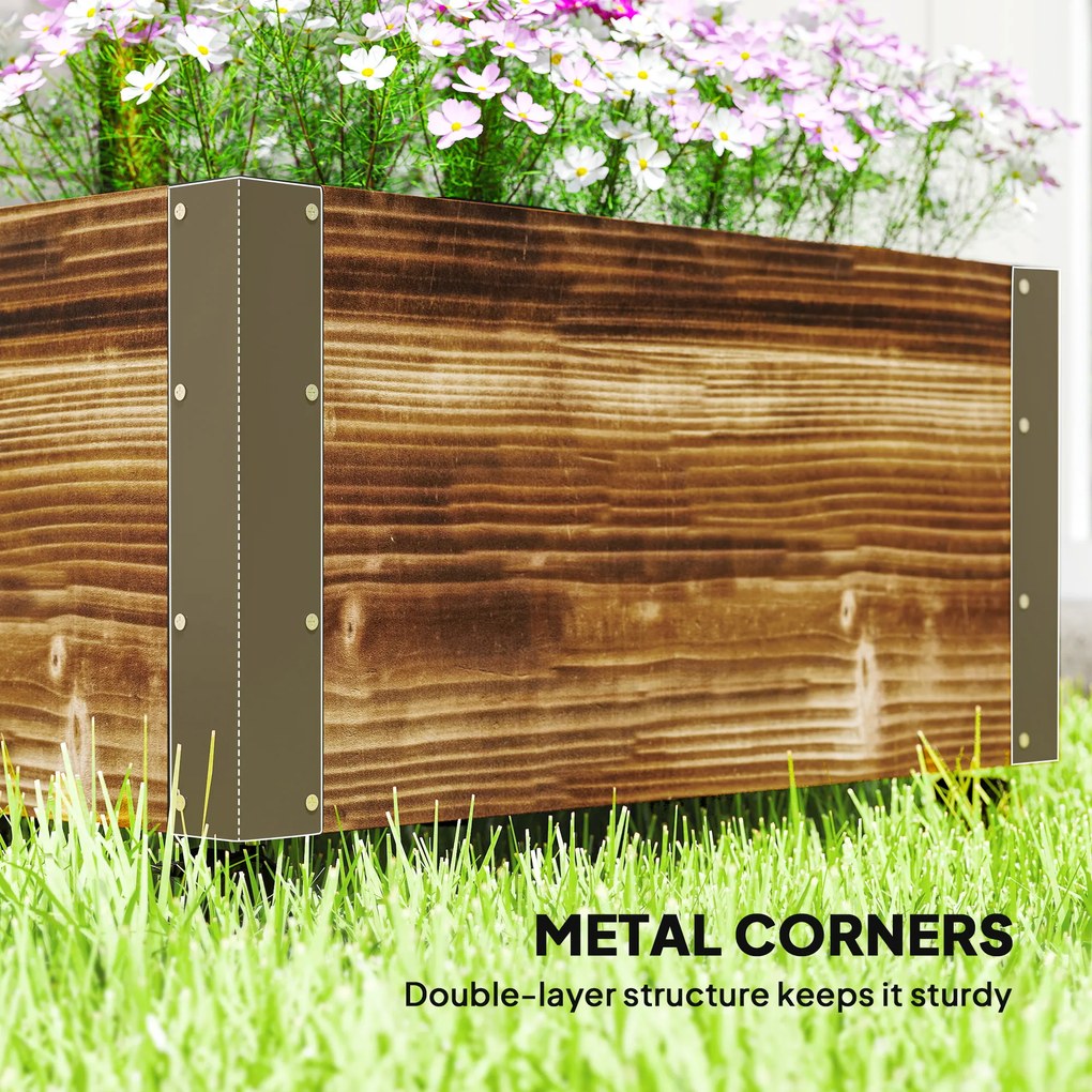 Outsunny Wysokie Łóżko z Podporą, na 4 Kółkach, Przetworzone Drewno Ciężkie, 65 cm x 31 cm x 147 cm, Czarny + Brązowy