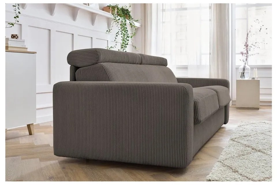 Szarobrązowa sztruksowa rozkładana sofa 215 cm Monaco – Bobochic Paris
