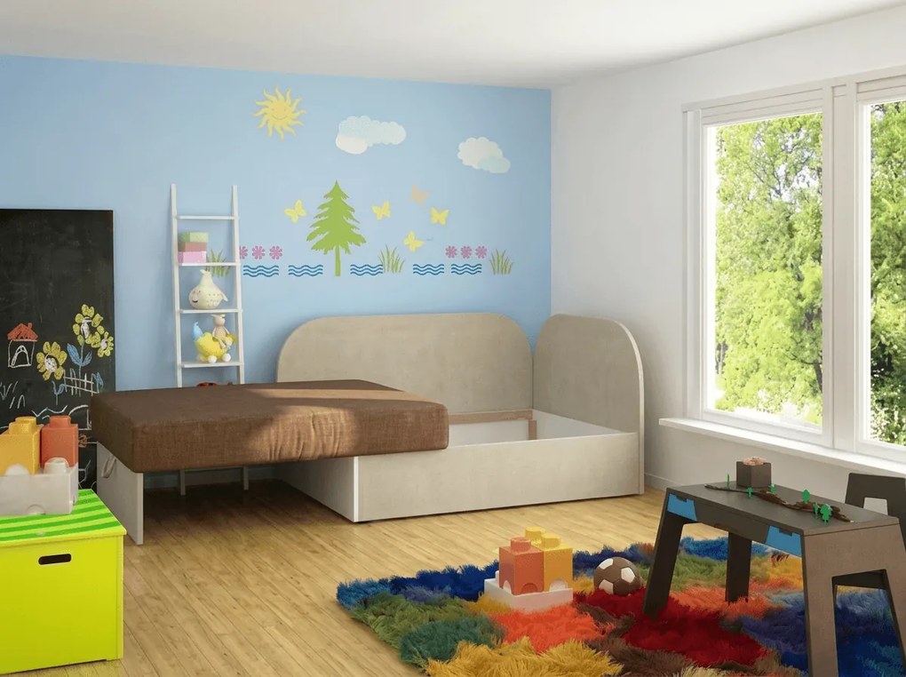 Mała rozkładana sofa ROSA, brązowa/beżowa