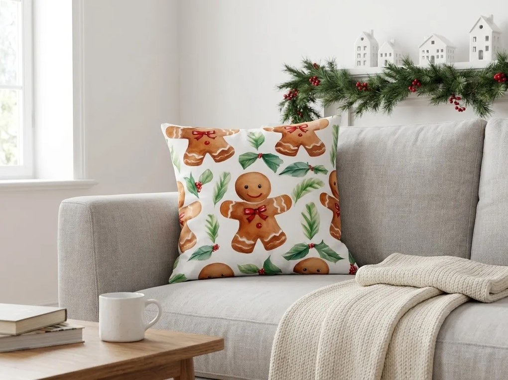 Flanelowa poszewka na poduszkę MERRY GINGER 45x45 cm, kolorowa