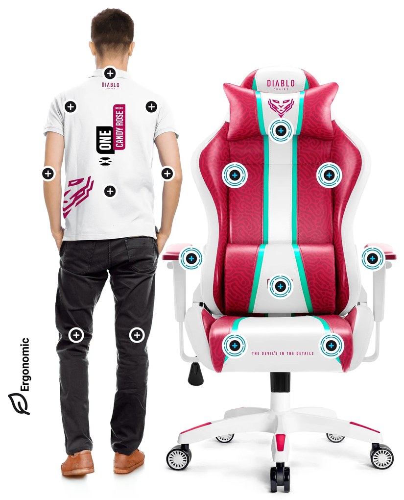 Fotel gamingowy Diablo X-One 2.0 Normal Size, Candy Rose