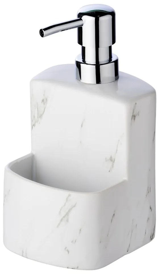 Biały ceramiczny dozownik do mydła Wenko Festival Marble, 380 ml