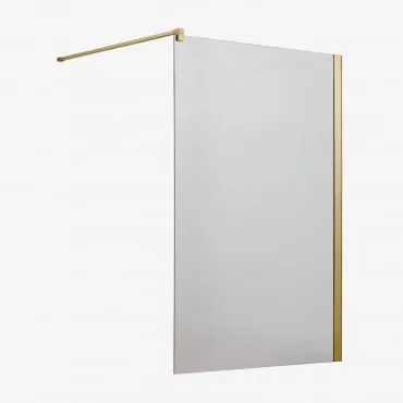Stała Ścianka Prysznicowa Ze Szkłem Hartowanym 8 Mm I Aluminium Bristol Szczotkowane Złoto & Transparent & 120 X 195 Cm - Sklum