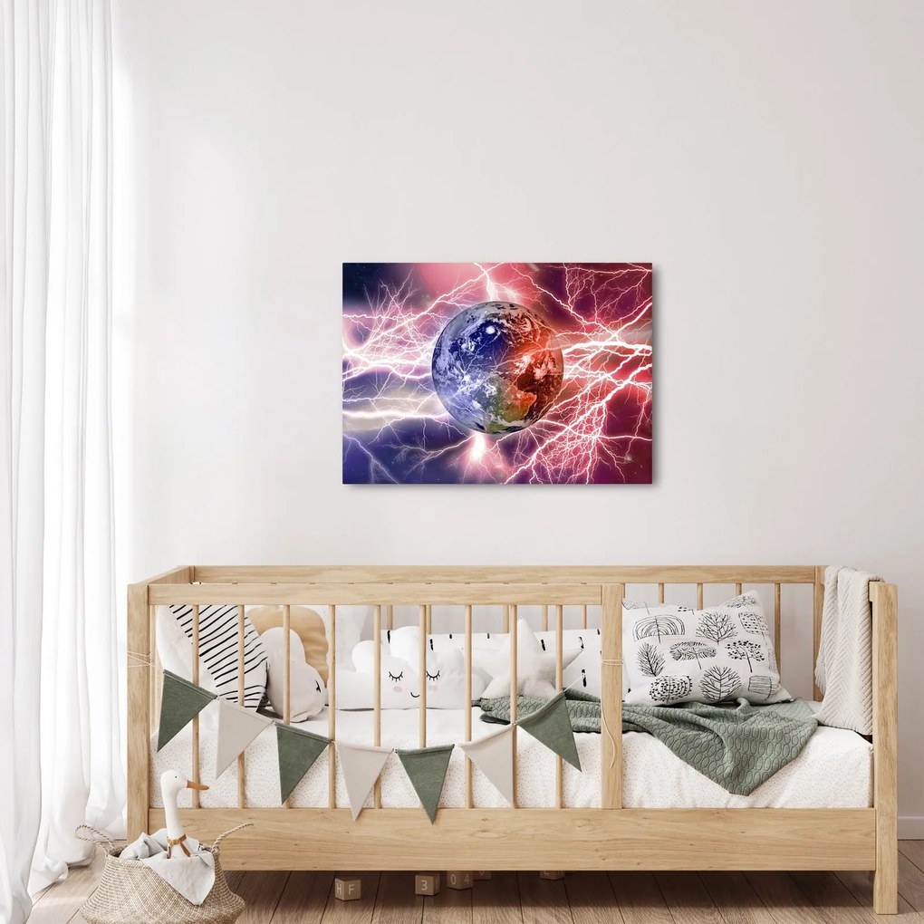 Obraz - Kula ziemska pod prądem (70x50 cm)